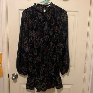 Zara Navy Floral Smocked Mini Dress- As seen on The Young And The Restless.